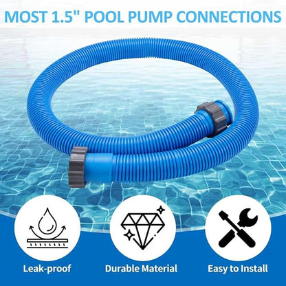 2-Pack 1.5 Inch Pool Pump Hose Replacement for Above Ground Pools, 59" Long Flexible PE Pool Filter Hose for Most 1.5 Inch Diameter Sand Filters & Saltwater Systems Includes 4 Washers (Blue)