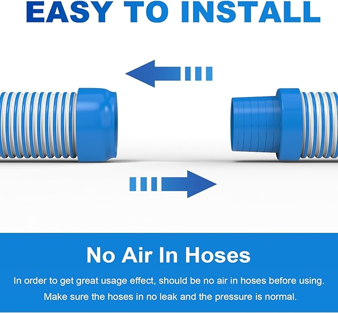 Poolvio Pool Vacuum Hose 26 Feet (8 x 40 Inch), 1.5 Inch Cuffs, Compatible with Most Inground Automatic Cleaners