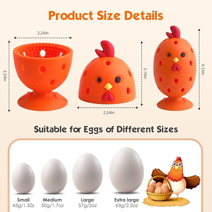 Egg Brush Cleaner, Egg Cleaner for Fresh Eggs, Cute Chick Shaped Egg Wash and Brush, Washing Egg Tool for Standard Sized Eggs (Orange)