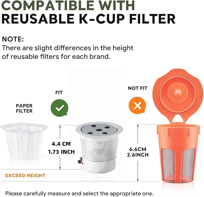 Disposable Paper Coffee Filters K Cup Paper Filters for K-eurig Single Brewer Reusable Cups, K-Cup Coffee Pods, Fit Most K eurig Single Serve Filter Brands Coffee Pods (White 100 count, Small)