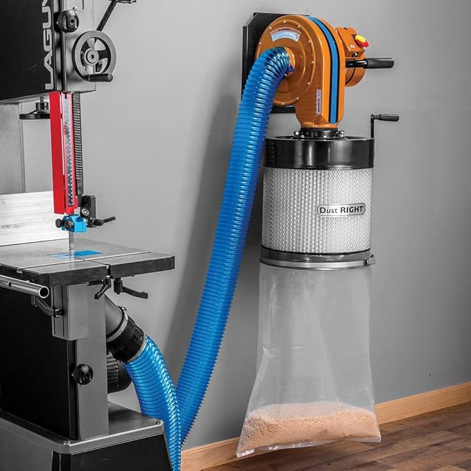 Dust Right 650 CFM Wall Mount Dust Collector 1 Micron – Canister Filter for Portable Dust Collection System – Remote Control Small Dust Collector Shop – Includes Mounting Bracket & Plastic Dust Bag