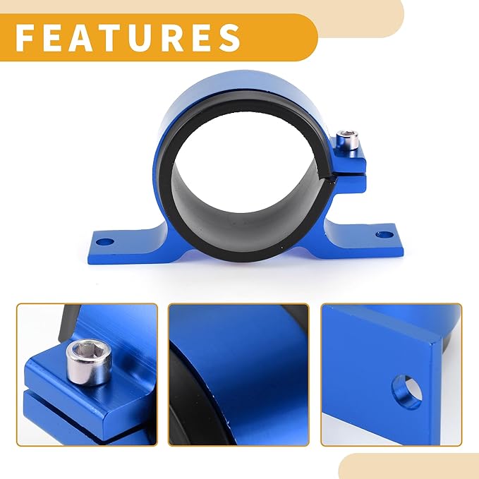 1pcs 58mm Universal Fuel Filter Mounting Bracket - Car Fuel Pump Clamp Holder - Aluminum Alloy Blue