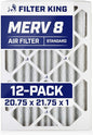 Filter King Air Filters | 20.75x21.75x1 | 12-PACK | MERV 8 HVAC Pleated AC Furnace Filters | Air Purifier | Replacement Filters for Clean, Healthy & Fresh Environment | MADE IN USA