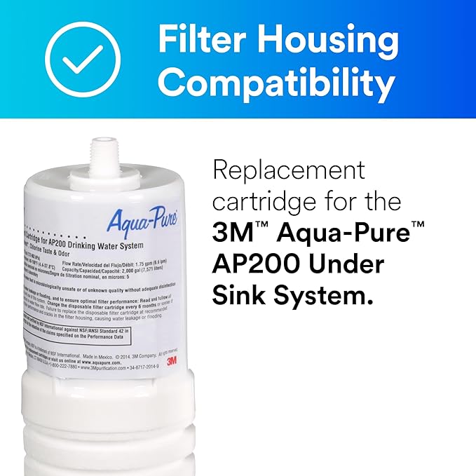 3M Aqua-Pure Under Sink Replacement Water Filter Cartridge AP217, for use in AP200 System (2 count)
