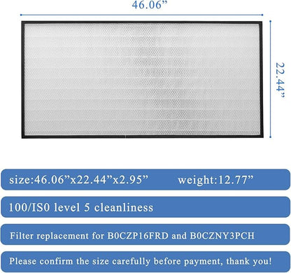 FFU,HEPA H14 LaminarFlowHoodFilterReplacement Kit 1 piece,Updated Fan Filter UnitcompatiblewithLaminarFlowHood FFU 46.2”x22.6”,100/ISO level 5,Mushroom with Safety Lock
