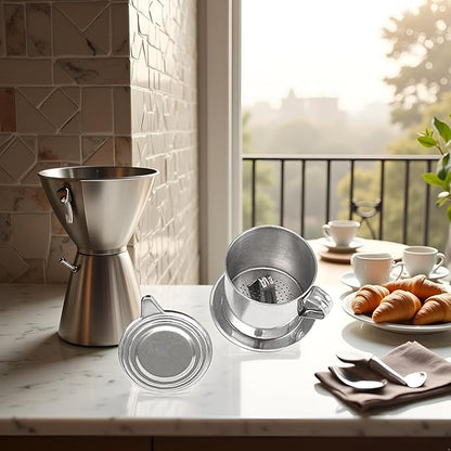 2 Sets Vietnamese Coffee Filter Stainless Steel Coffee Pot Drip Infuse Cup Brewing Teapot No Need Paper Drip Coffee Pot Machine Filter Attractive processing