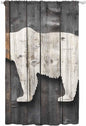 Sheer Curtains 84 Inches Long, Vintage White Brown Bear Semi Sheer Curtains Light Filtering Window Treatment, Retro Country Rustic Wood Grain Privacy Voile Drapes for Living Room Bedroom 52x84 Inch