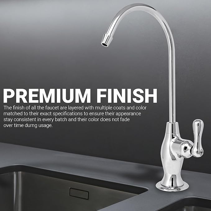 Metpure Non-airgap NSF Certified RO Faucet Reverse Osmosis Drinking Water Filtration System Water Dispenser Spout (Chrome). Vase Style with Faucet Wrench.