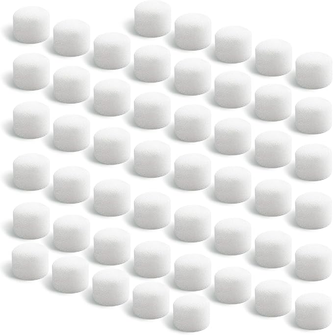 Air Filter Sponge, Compressor Replacement System, Round White Breathable Foam Filters Compatible with Cool Mist Inhaler & Vaporizer Device, Universal Size (0.59in Dia 50 Pcs)