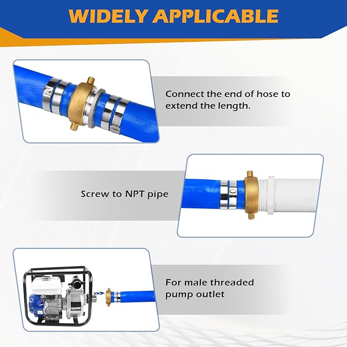 2" x 100 ft Discharge Hose for Swimming Pools, Heavy Duty PVC Lay Flat Water Backwash Hose,Durable Pool Drain Hose with Aluminum Pin Lug Fittings for Water Pump And Filters