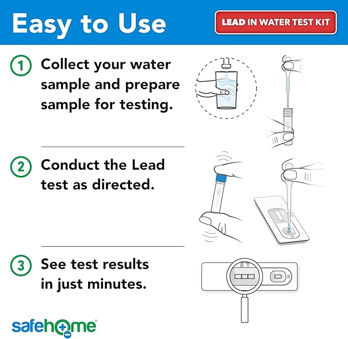 Safe Home® 14-in-1 DIY Drinking Water Test Kit – Includes The #1 Selling Lead & Bacteria Test Kits + 12 Additional Parameters – City Tap or Well Water – 302 Total Tests