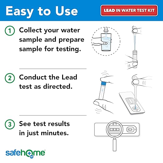 Safe Home® DIY Lead in Drinking Water Test Kit – Advanced Detection to 4 PPB – 5-Minute Test – 3 Levels of Test Results – EPA Lab Certified – Made in The USA – (4 Pack)