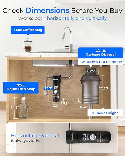 Waterdrop 10UA Under Sink Water Filter System, Reduces PFAS, PFOA/PFOS, Lead, Chlorine, Bad Taste & Odor, Under Counter Water Filter Direct Connect to Kitchen Faucet, NSF/ANSI 42 Certified, 1 Year