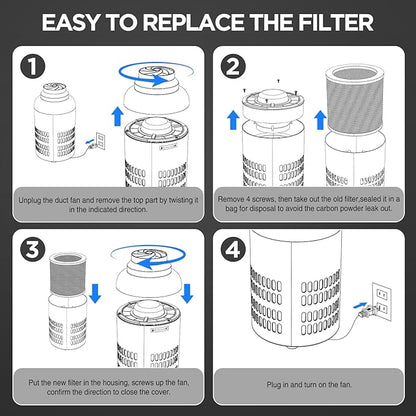 4 Inch Replacement Air Carbon Filter, Smellines Control Filtration with Australia Virgin Charcoal for Grow Tent, Inline Duct Fan, Hydroponics, Odor Scrubber, Greenhouse Ventilation System