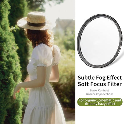Walking Way 49MM Soft Focus Filter White Pro Mist Diffusion Filter Dreamy Fog Effect Circular Lens Filter Softening Diffuser for Digital DSLR Camera and Video(Light-Soft 1, 49MM)