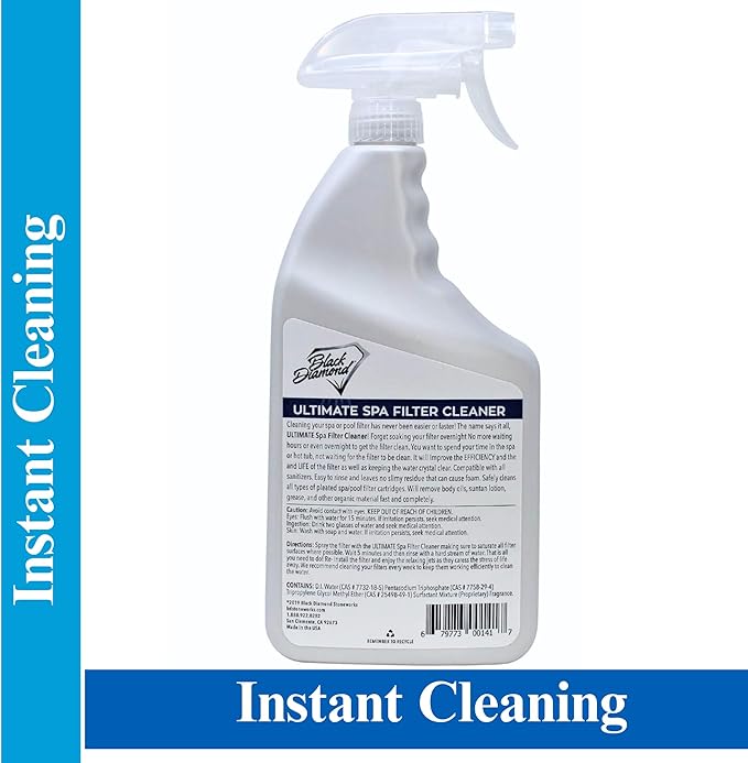 Ultimate Spa & Pool Filter Cleaner Spray, Professional Strength Fast Acting No Soak Hot Tub, Cartridge & Sand Filter Cleaning, Removes Body Oils, Sunscreen, Grease & Organic Build-Up. 32 oz.