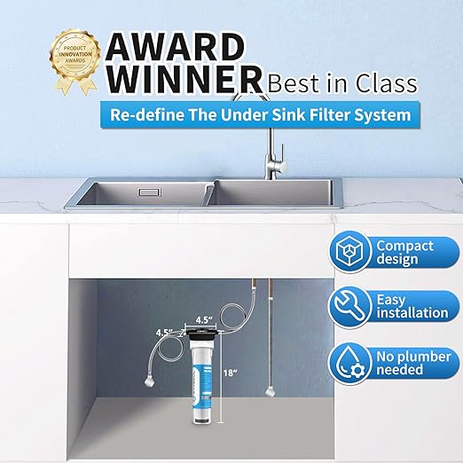 Under Sink Water Filter System, Reduce Heavy Metals/Chlorine/PFAS/PFOA/PFOS/Odor/Sediment, NSF/ANSI 42&53 Improve Taste, EZ Change Life Indication Mineral pH+ Under Sink Water Filter (Jumbo)