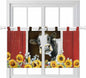 Cows Sunflowers Kitchen Curtains 36 Inch Length, Small Window Curtains Tab Top, Rustic Farms Barns Flowers Bees Animals Light Filtering Short Window Treatments Tier Drapes 27.5"x36" 2 Panel