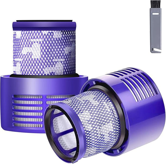 V10 Filter Replacement for Dyson V10 Cyclone Series, V10 Absolute, V10 Animal, V10 Total Clean, Replace Part No. 969082-01,2 Pack Filters and 1 Clean Brush