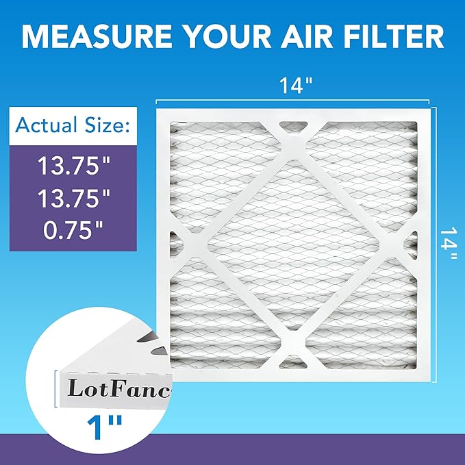 LotFancy 14x14x1 Air Filter MERV 11 4-Pack, Electrostatic Pleated AC Furnace Air Filter, Captures Dust, Smog & Pet Dander, Actual Size: 13.75"x13.75"x0.75"