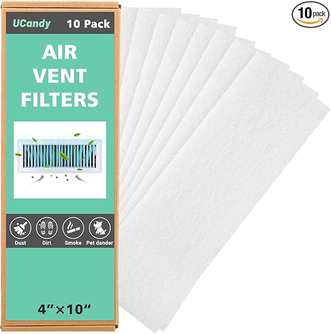 Air Vent Filters, 10 Pcs Floor Vent Register Filters - 4"x10"White, Air Register Vent Filters for Home,Trap Debris in Ventilation System