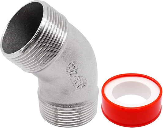 45 Degree Elbow 1PCS, 1-1/2" NPT Male X 1-1/2" NPT Male 304 Stainless Steel Pipe Fitting, Connector Coupler Apply to Outdoor Garden Industrial