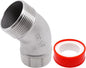 45 Degree Elbow 1PCS, 1-1/2" NPT Male X 1-1/2" NPT Male 304 Stainless Steel Pipe Fitting, Connector Coupler Apply to Outdoor Garden Industrial