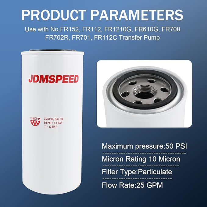 F1810PM0 Fuel Filter Element Spin-on Particulate Replacement for 1200KTG9075 Filter Head 25 GPM 1-12 UN 10 Micron Carbon Steel Canister