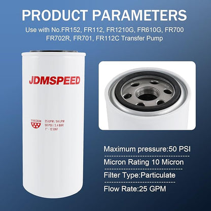 F1810PM0 Fuel Filter Element Spin-on Particulate Replacement for 1200KTG9075 Filter Head 25 GPM 1-12 UN 10 Micron Carbon Steel Canister