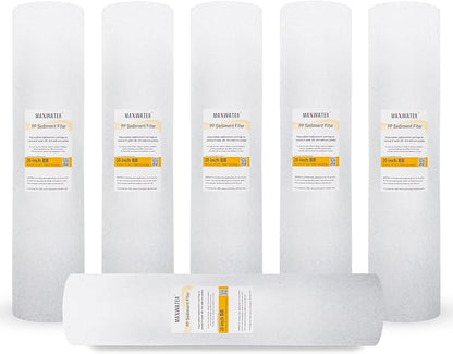 Max Water 1 Micron 20 x 4.5 Sediment Filter 20 inch Whole House BB Water Filteration System Replacement Compatible Cartridge DGD-5005-20, FP25B, AP810-6, FPMB5-20, P5-20, 155358-43, SDC-45-2005