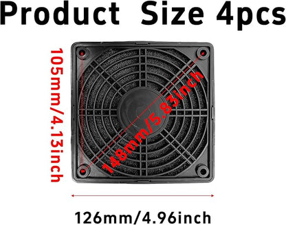 4Pcs 120mm Cooling Fan Filter, Plastic Dustproof Mesh Cover for PC Computer Case, Effective Dust Protection, Easy Installation, Reusable Filter Grill Black