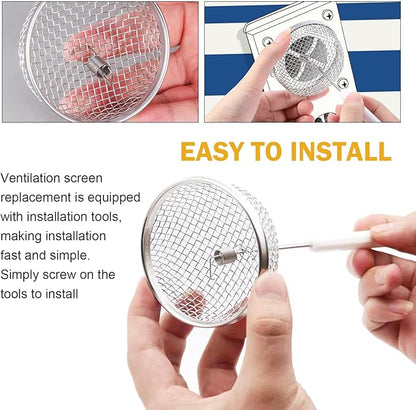 Shakas 2 PCS RV Furnace Vent Screen, Stainless Steel Stove Flying Insect Protection Barrier Mesh Cover, Multi-purpose Conversion Accessory for Do-therm Suburban RV Camper (Silver)
