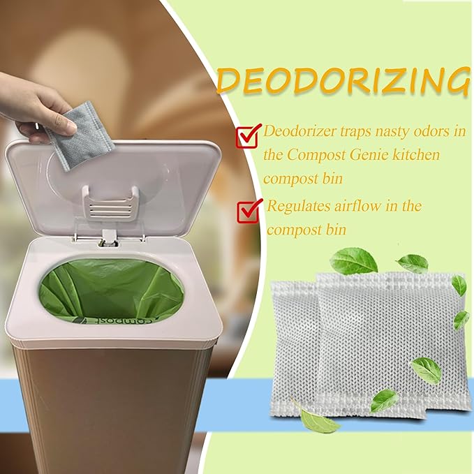 Compost Bin Deodorizers Carbon Filters Compatible with Compost Genie Kitchen Compost Bin, Replacement Coconut Shell Activated Carbon Purifying Deodorizer, 12 Pack
