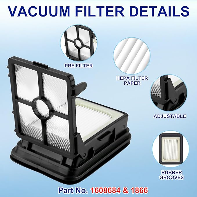 Lemige Brush Filter Replacement Parts for Bissell CrossWave Vacuum 3888A 1785 Pet Pro 2306A Cordless Wet Dry Vac, 2 Pack 2460 Pet Brush Rolls 2 Pack 1868 Multi-Surface Brush 4 Pack 1866 Vacuum Filters