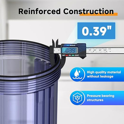 PUREPLUS Whole House Water Filter Housing, 10"x4.5" Universal Housing, Pre-Filtration System, with Pressure Gauge, 1" NPT