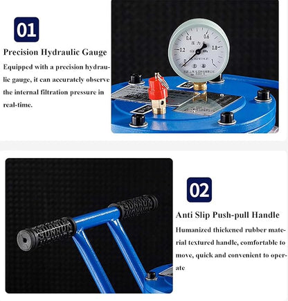 220V Filtering Machine Portable Hydraulic Oil Filter Cart Single Cylinder Mobile Oil Filtration Purification System 3um Fine Size with 78.74in/2m PVC Hose
