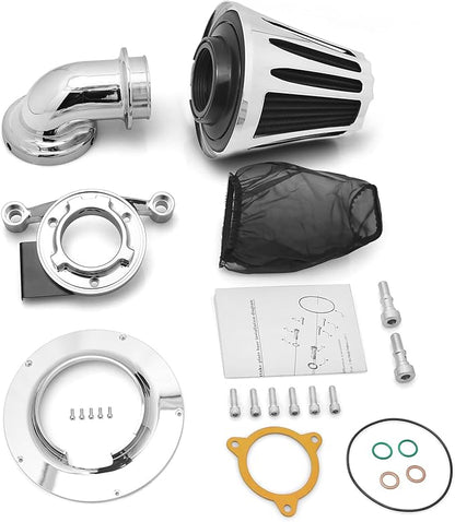 Big Sucker cone Air filter intake for harley air Cleaner Sportster Softail fatboy heritage dyna touring street road king Glide (Deep style -Chromed, Type C : Touring 08-16, Softail 16-17)