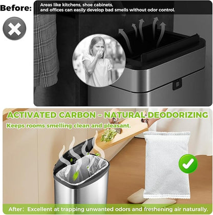 10-Pack (1.2 Pounds) Activated Charcoal Odor Absorber Filter Refills Compatible with iTouchless Trash Cans, Charcoal Odor Absorbing Bags, Each 4-Pack Fits 8-Gallon or Larger Trash Can