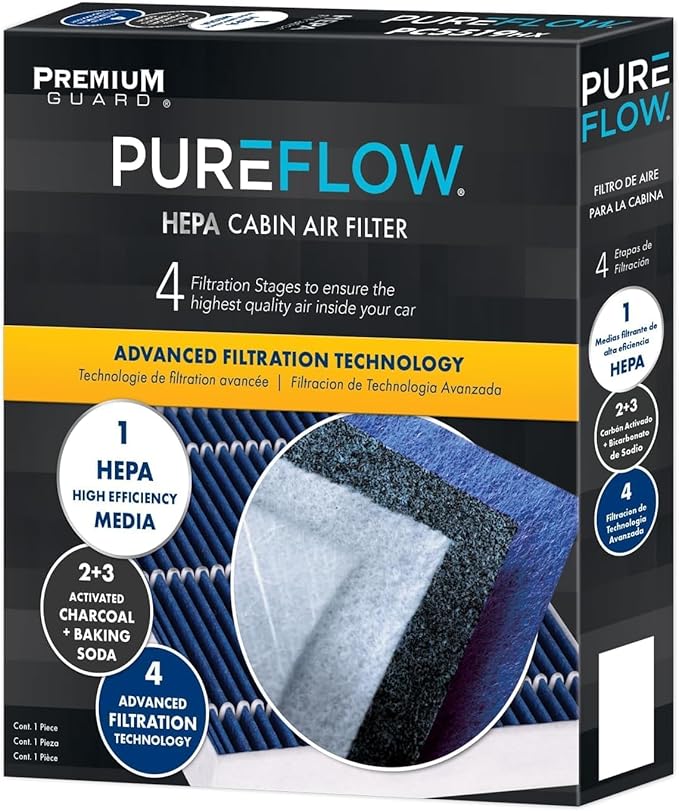 PureFlow HEPA Cabin Air Filter PC4068HX | Fits 2011-2019 Ford Explorer, 2009-2019 Taurus, Flex, 2019-2023 Chevrolet Aveo, 2013-2019 Ford Police Interceptor Utility, 2010-2016 Lincoln MKS