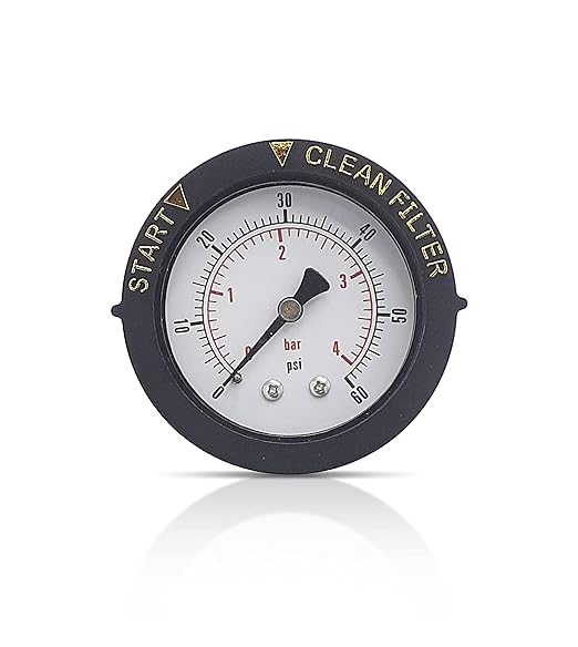 Swimables Start and Clean Filter Water Pressure Gauge Replacement - 60 PSI and 1/4" NPT Back Mount for Swimming Pool Filters - Compatible with Pentair, Hayward and Jandy Filters (Back Mount)