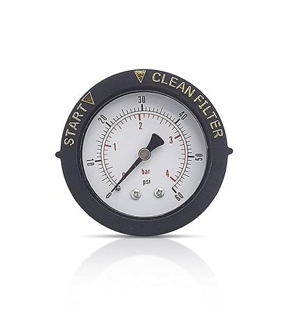Swimables Start and Clean Filter Water Pressure Gauge Replacement - 60 PSI and 1/4" NPT Back Mount for Swimming Pool Filters - Compatible with Pentair, Hayward and Jandy Filters (Back Mount)