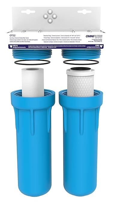 Pentair OMNIFIlter OT32 Water Filtration System, 10" Premium Dual-Stage Undersink Filter System, NSF Certified to Reduce PFOA/PFOS, Includes Dual Housings, RS14 and CB3 Cartridges and All Hardware