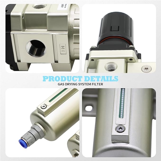 1/2" NPT Industrial Grade 4 Stage Gas Drying System, Coalescing Filter, Desiccant Dryer, Auto Drain, Compatible with Paint Spray, Plasma Cutter (Auto Version)