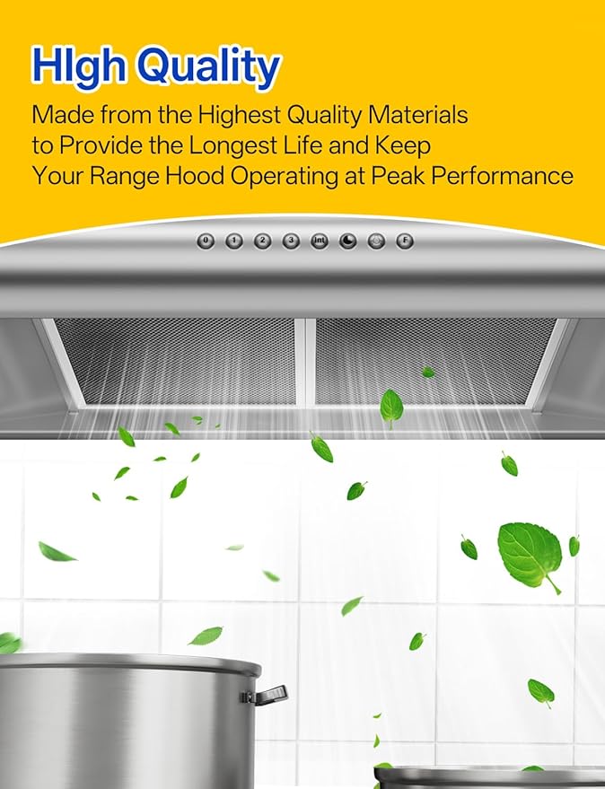 WA6500 QT20000 BPQTF B-roan Stove Hood Vent Filter 11.25"x11.25"x0.38" Aluminum Mesh Charcoal Combo Grease & Carbon Freshens Kitchen Air
