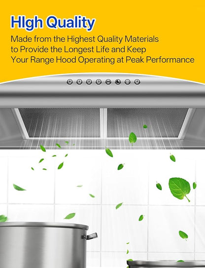 WA6500 QT20000 BPQTF B-roan Stove Hood Vent Filter 11.25"x11.25"x0.38" Aluminum Mesh Charcoal Combo Grease & Carbon Freshens Kitchen Air