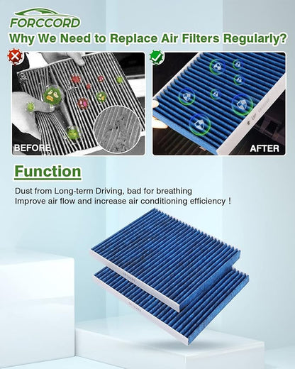 2-Pack CF12161 Cabin Air Filter Fits for Kia Sorento 2016 2017 2018 2019 2020 Activated Carbon Cabin Filter Replacement 97134-C6900 Car Accessories