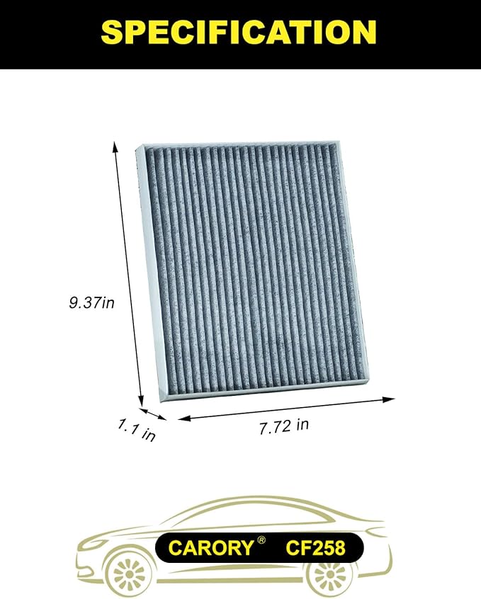 Cabin Air Filter w/Activated Carbon for Hyundai Elantra (2017–2020), Accent (2018–2022), Elantra GT (2018–2020), Kia Forte (2019–2024), Rio (2018–2023), Forte5 (2020–2024), OE# 97133-F2000