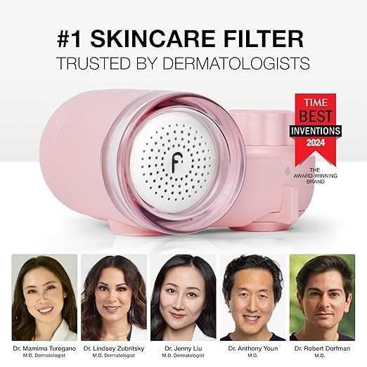 Filterbaby Skincare Filter 2.0, Bathroom Sink Filter Faucet for Skin Care, 99.9% Chlorine Removal – 0.000001 mm Carbon Fiber, Clinically Tested, Skin Hydration in 2 Weeks (Light Pink)