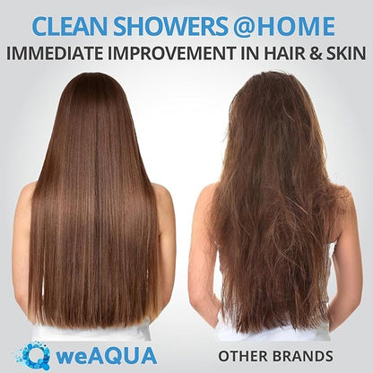 weAQUA Heavy Duty Shower Filter Family 2 PACK – 99% Removal for Hard Water, Chlorine, Fluoride, Heavy Metals, Micro-life, Organics and More (Chrome)
