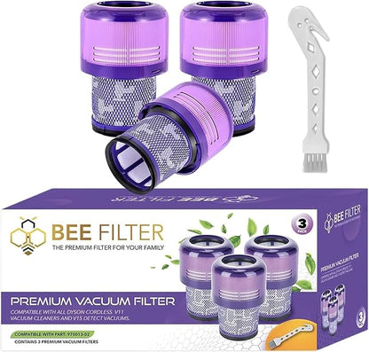 Dyson V15 Filter, 3-Pack Premium True HEPA Replacement Filters Compatible with Dyson V15 Detect, V15 Detect Absolute, V15 Submarine, V15 Detect Filter, V11 Animal Filter, V11 Filter, Part no 970013-02